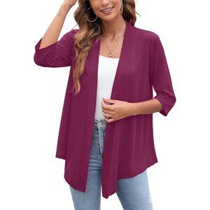 Lightweight Drape Cardigan‎ – Open Front 3/4 Sleeve Size Small